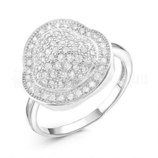 Кольцо из серебра с фианитами родированное