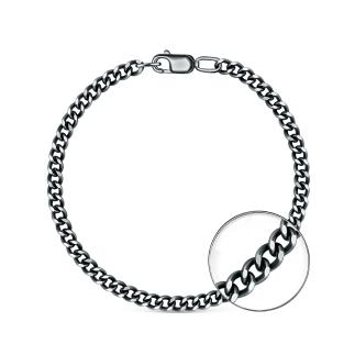 Браслет из чернёного серебра с алмазной огранкой - Панцирный, 21 см