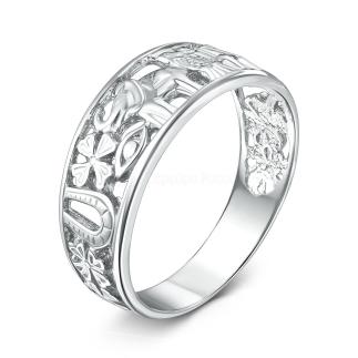 Кольцо 7(семь) символов На удачу из серебра родированное 