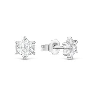 Серьги-пусеты из серебра с фианитами родированные