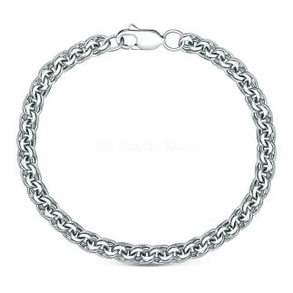 Браслет из серебра родированный с алмазной огранкой - Бисмарк, 21 см