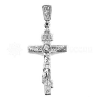 Крест из серебра родированный