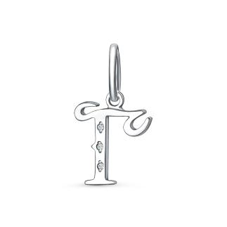 Подвеска-буква из серебра с фианитами родированная - Г