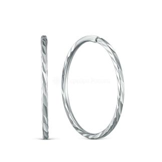 Серьги-конго из серебра с алмазной огранкой родированные - диаметр 2 см