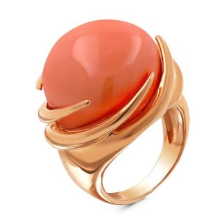 Кольцо из золочёного серебра с имит.кораллом