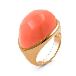 Кольцо из золочёного серебра с имит.кораллом