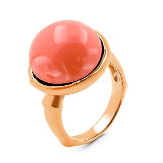 Кольцо из золочёного серебра с имит.кораллом