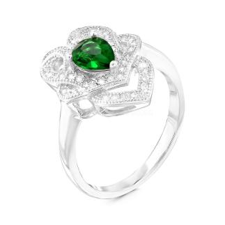 Кольцо из серебра с фианитами родированное