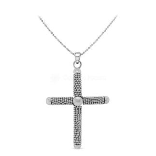 Колье крест из серебра родированное, 45 см