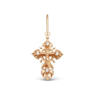 Крест из золочёного серебра с фианитами - 2,9 см