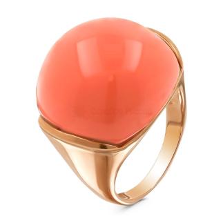 Кольцо из золочёного серебра с имит.кораллом