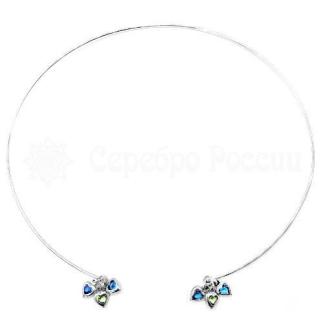 Колье из серебра с кристаллами Swarovski родированное