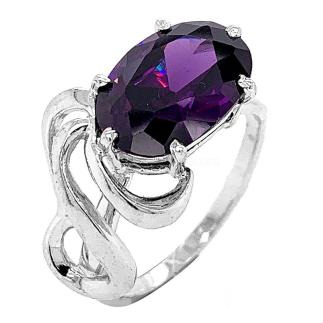 Кольцо из серебра с фианитами родированное