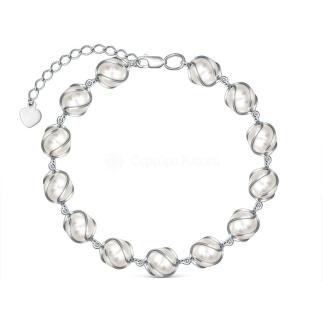 Браслет из серебра с жемчугом родированный