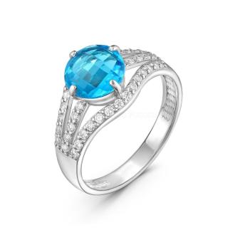 Кольцо из серебра с фианитами родированное