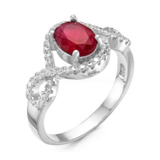 Кольцо из серебра с фианитами родированное