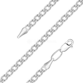 Цепь из серебра родированная - Двойной ромб, 60 см