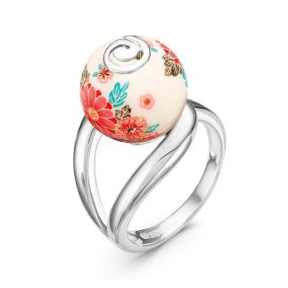 Кольцо из серебра с эмалью родированное