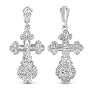 Крест из серебра родированный - 4,2 см