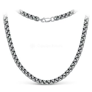 Цепь из чернёного серебра с алмазной гравировкой - Бисмарк