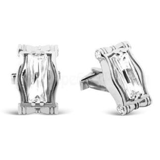 Запонки из серебра с фианитами родированные