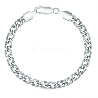 Браслет из серебра родированный с алмазной огранкой - Двойной ромб, 20 см