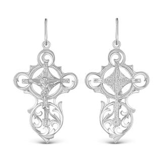 Крест из серебра родированный - 4,2 см