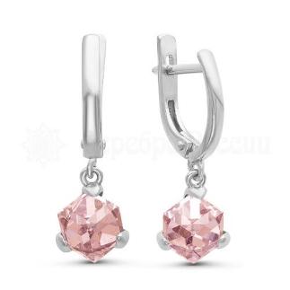 Серьги из серебра с кристаллами Сваровски родированные