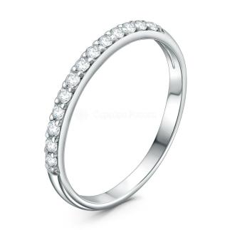 Кольцо из серебра с фианитами родированное