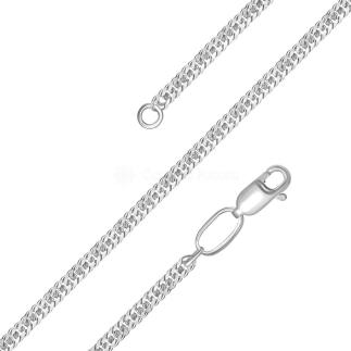 Цепь из серебра родированная - двойная панцирная, 55 см