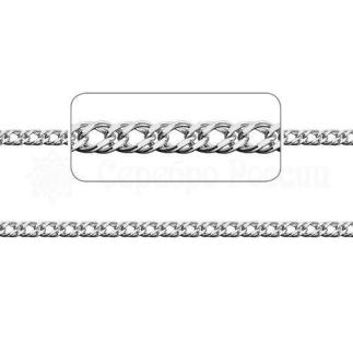 Цепь из серебра Двойной ромб родированная, 60 см, сечение проволоки 0,5 мм.