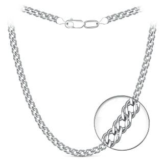 Цепь из серебра с алмазными гранями родированная - Двойной ромб, 55 см