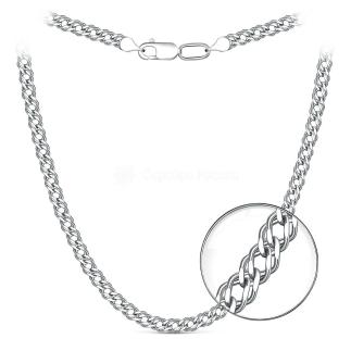 Цепь из серебра с алмазными гранями родированная - Двойной ромб, 60 см