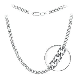 Цепь из серебра с алмазными гранями родированная - Двойной ромб, 60 см