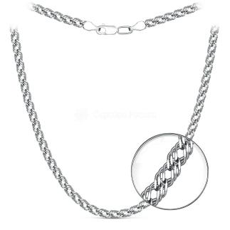 Цепь из серебра с алмазными гранями родированная - Тройной ромб, 45 см