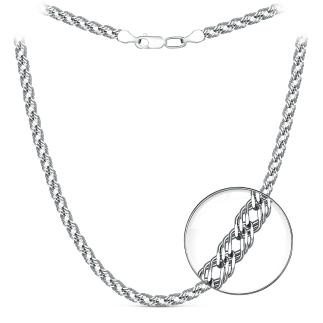 Цепь из серебра с алмазными гранями родированная - Тройной ромб, 50 см