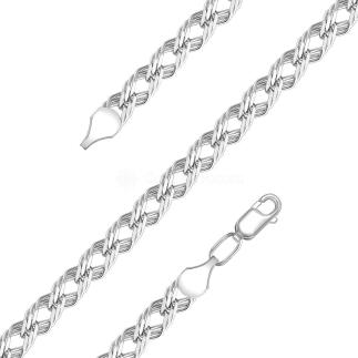 Цепь из серебра родированная - Тройной ромб, 50 см