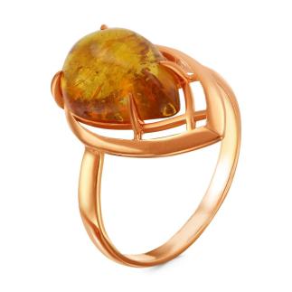 Кольцо из золочёного серебра с янтарём