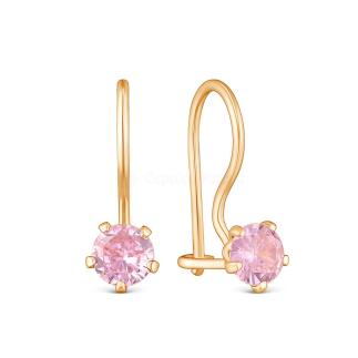 Серьги детские из золочёного серебра с фианитами