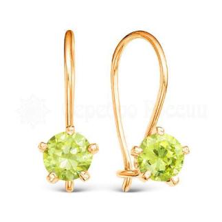 Серьги детские из золочёного серебра с фианитами