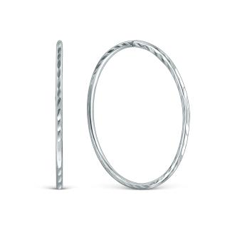 Серьги-конго из серебра с алмазной огранкой родированные, диаметр 3 см