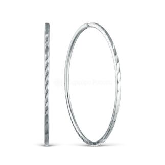 Серьги-конго из серебра с алмазной огранкой родированные, диаметр 3,5 см