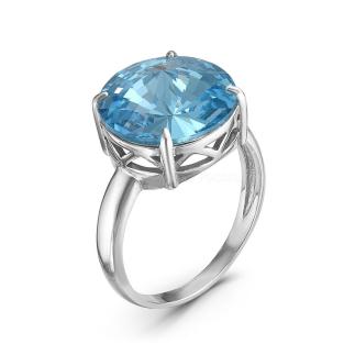 Кольцо из серебра с кристаллами Swarovski голубой родированное