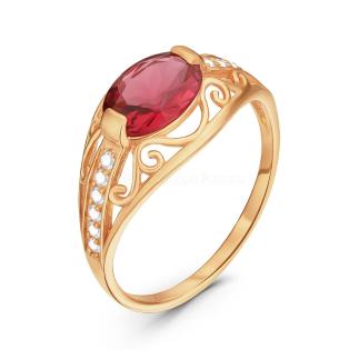 Кольцо из золочёного серебра с фианитами