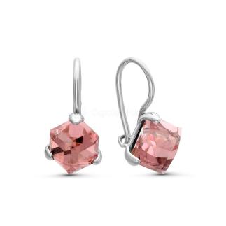 Серьги из серебра с кристаллами Сваровски Светло-розовый родированные