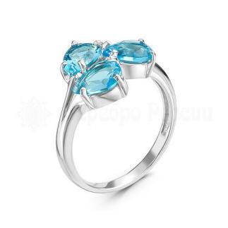 Кольцо из серебра с кварцем топаз родированное