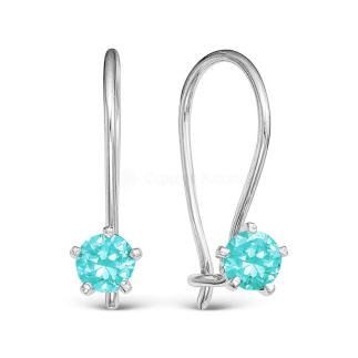 Серьги детские из серебра с фианитами родированные