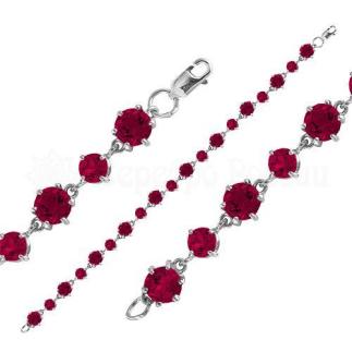 Браслет из серебра с кварцем рубин родированный