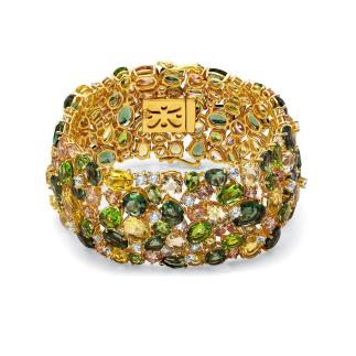 Браслет из золочёного серебра с юв.стеклом и куб.цирконием