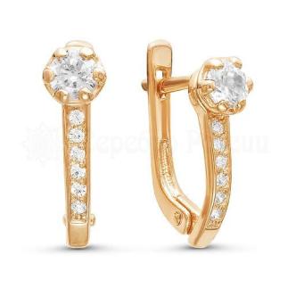 Серьги из золочёного серебра с фианитами